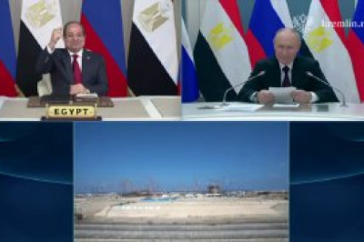 Кремль показал кадры участия Владимира Путина в церемонии установки корпуса реактора первого энергоблока АЭС «Эль-Дабаа» в Египте, которую строит «Росатом»