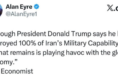 «Хотя Трамп уверяет, что „уничтожил 100% военной мощи Ирана“, оставшиеся 0% всё равно нарушают работу мировой экономики», - Алан Айр